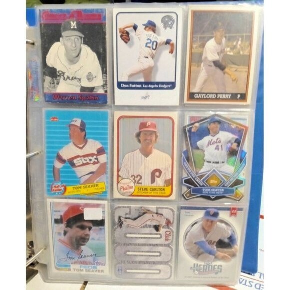 (9) Card Baseball Lot Seaver Carlton Spahn Sutton Perry Vintage - Picture 1 of 2